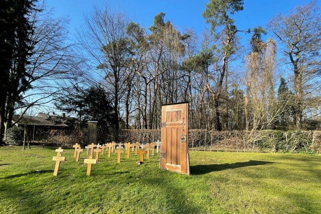 Holzkreuze auf der Wiese