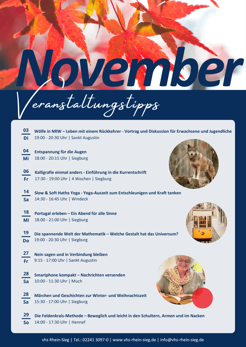 Veranstaltungstipps November Verlinkte PDF mit den Veranstaltungstipps November 2026